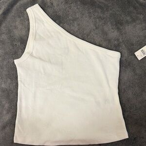 Pilcro Brand White One-Shoulder Women's Top Size M NWT